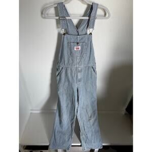 VTG Round House Bib Overalls Hickory Blue Striped Railroad Sz 14 Kid-Adult Small